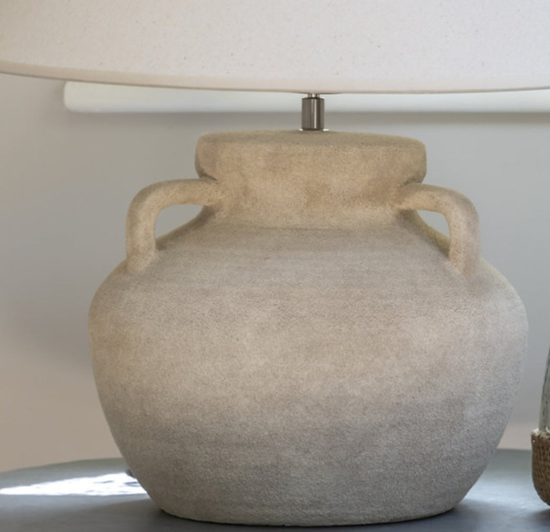 Amphora Stoneware Lamp with Sandy Cream Shade
