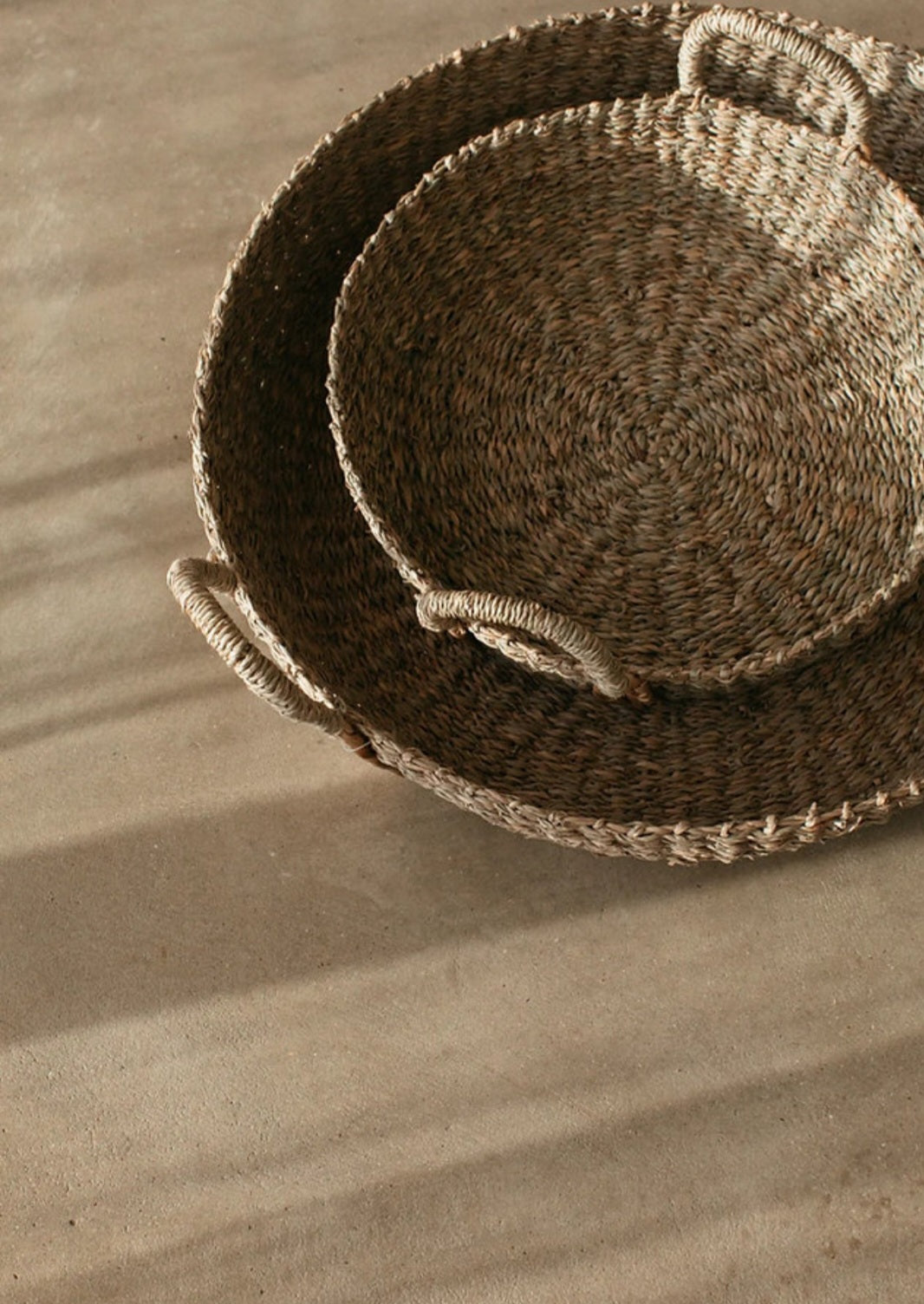 Coming Back Soon! Round Seagrass Wide Basket with Plaited Handles - 2 Sizes