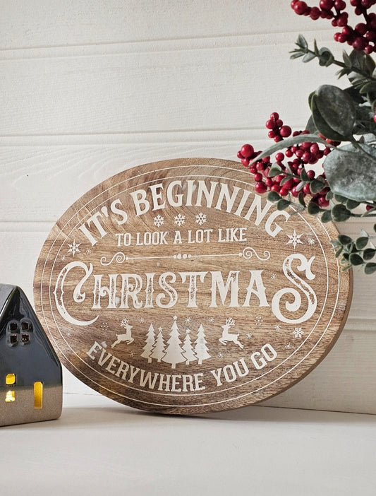 Rustic Christmas Wooden Plaque - IMPERFECT