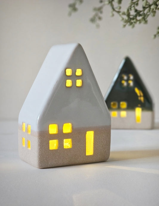 Stone & Ceramic LED House - Off-White