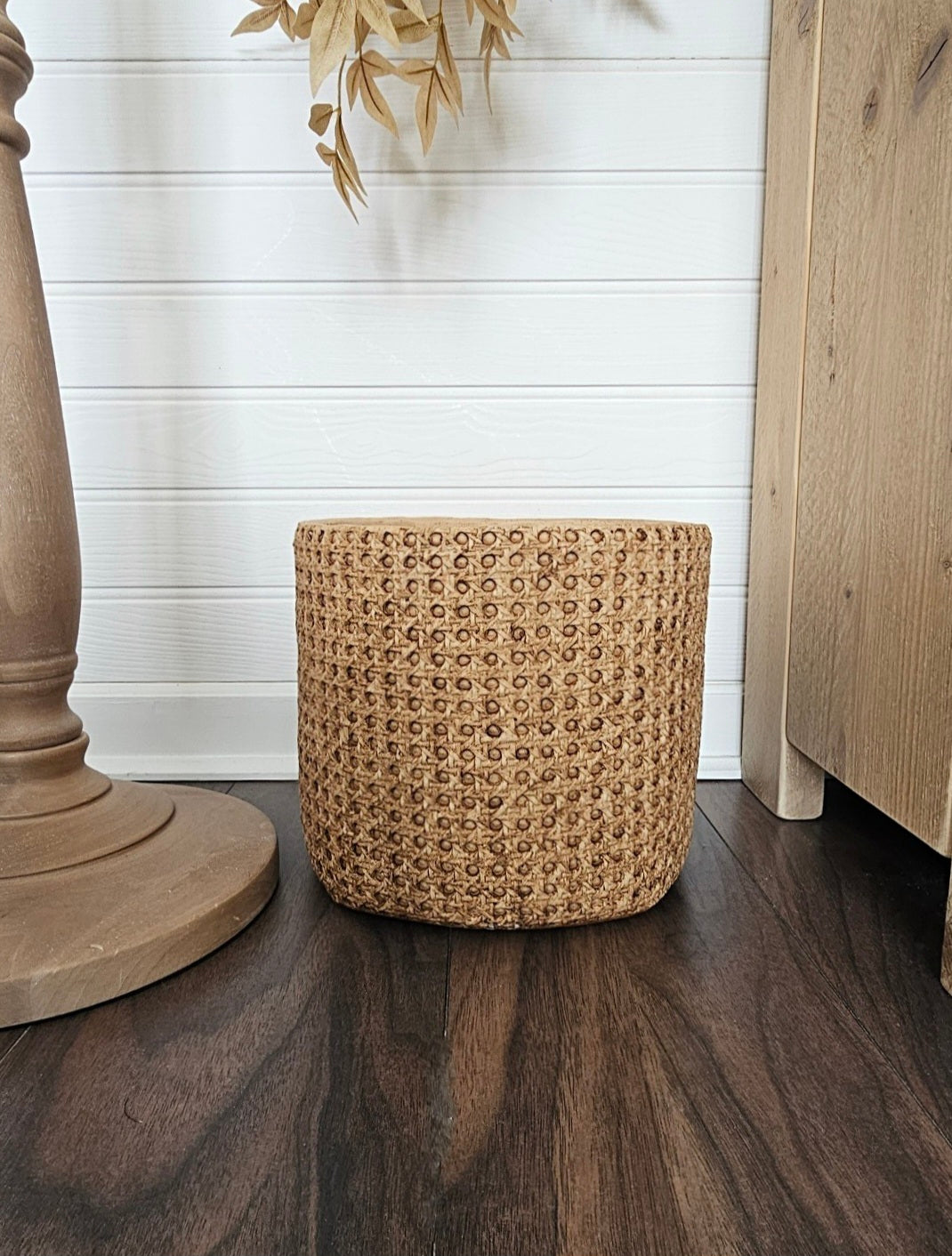 XL French Wicker Pattern Cement Planter