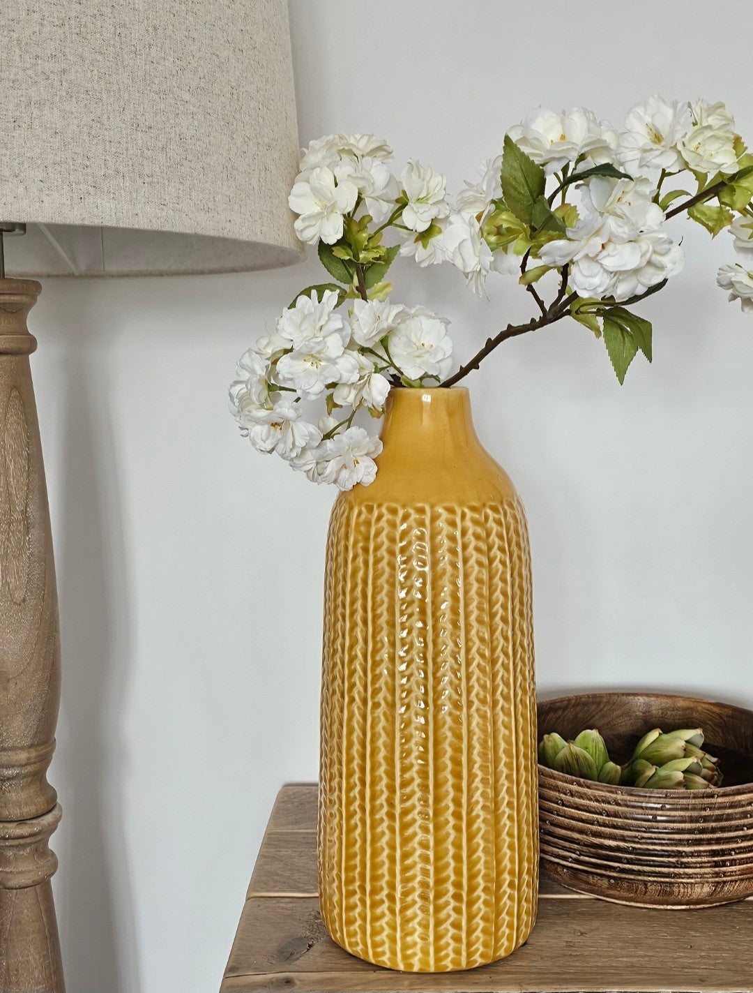 Large Amber Textured Vase