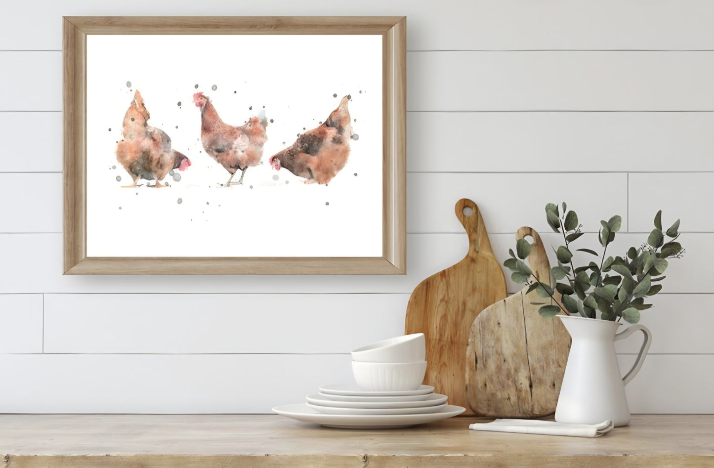 "Fluffy Butts" Watercolour Chicken Print