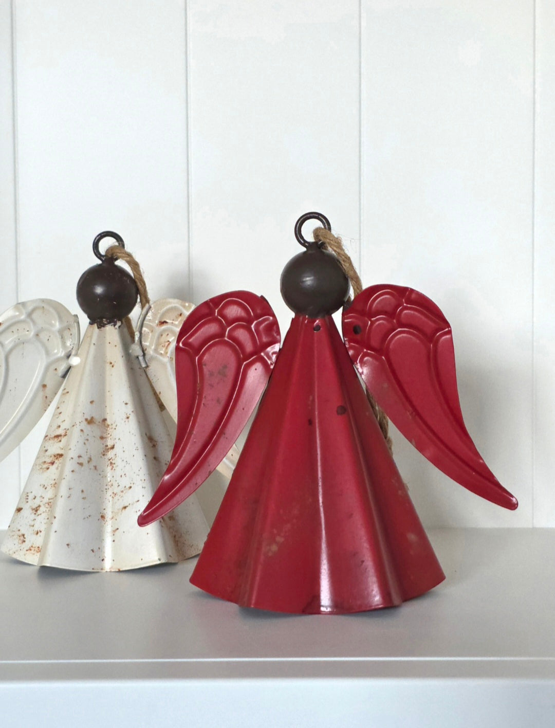 Large Rustic Hanging Angel | Red
