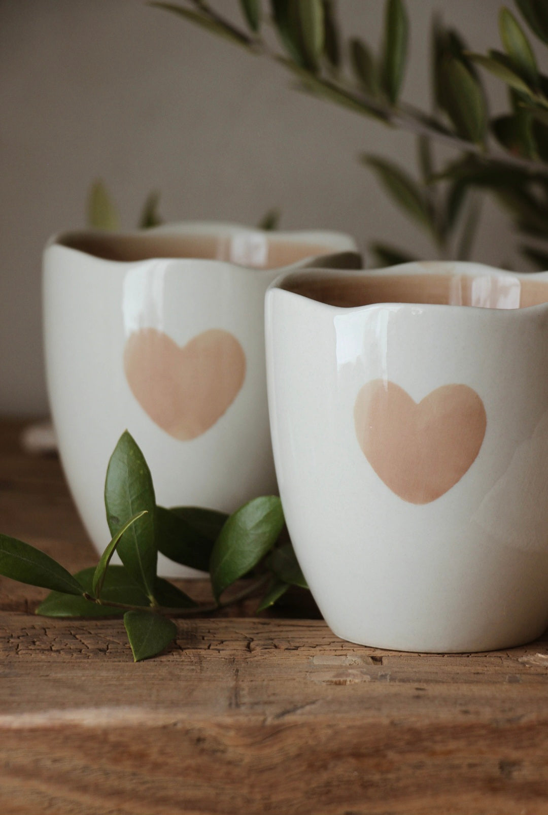 Taupe Heart Hug Mug