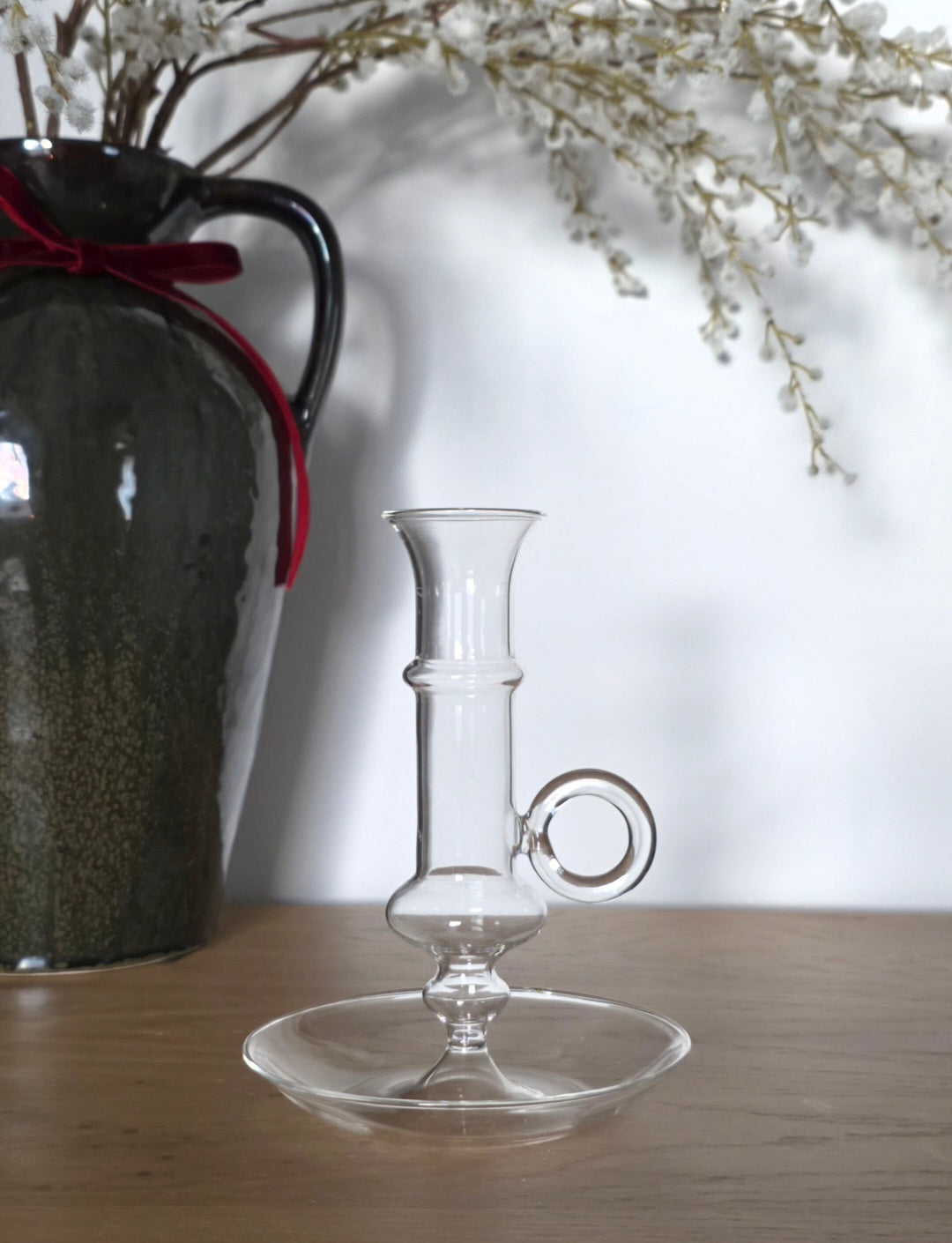 Glass Chamberstick Candle Holder