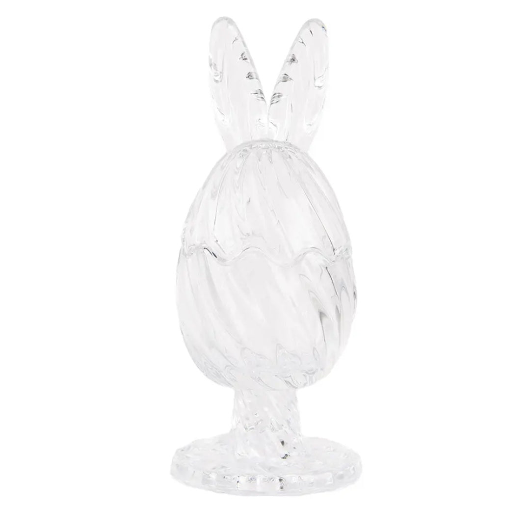 Footed Glass Bunny Pot | Swirl