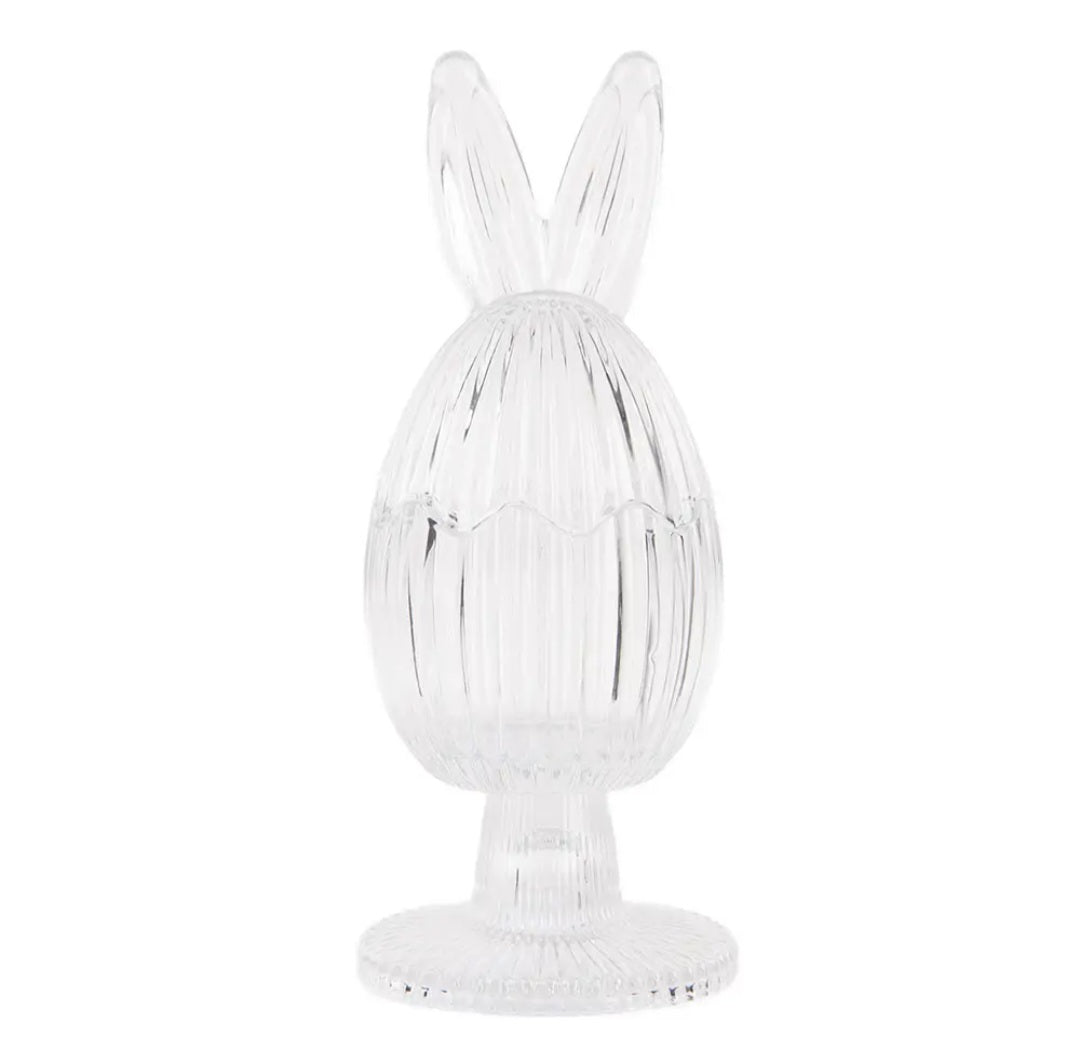 Footed Glass Bunny Pot | Stripe