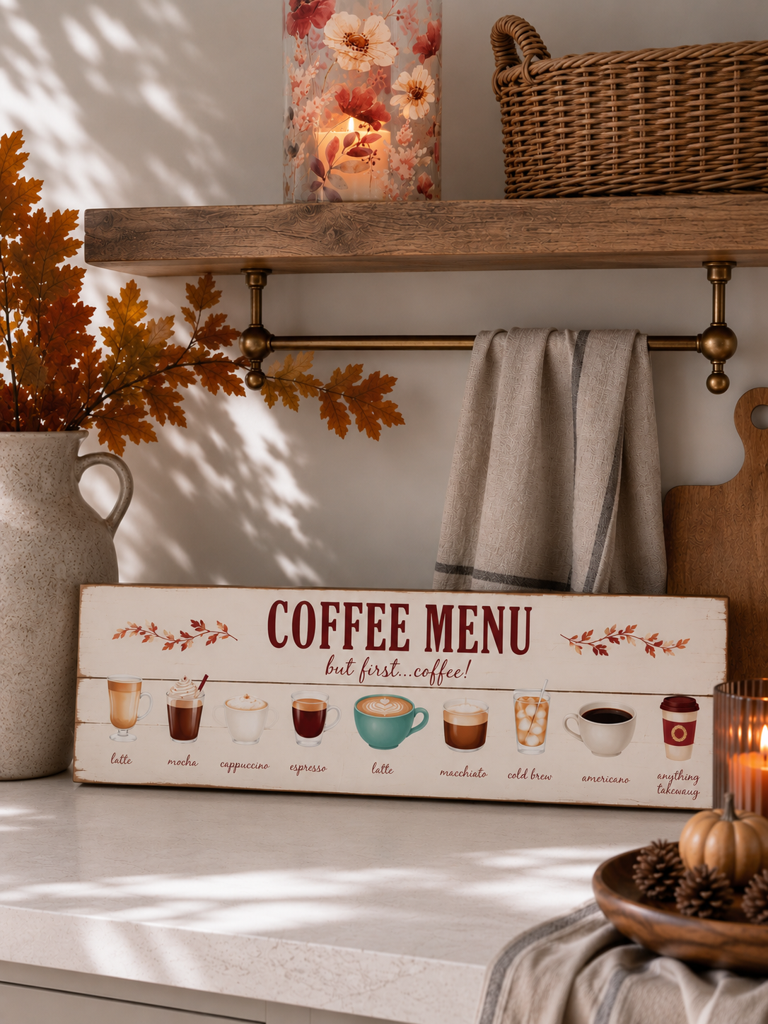 Large Wooden Coffee Menu Sign