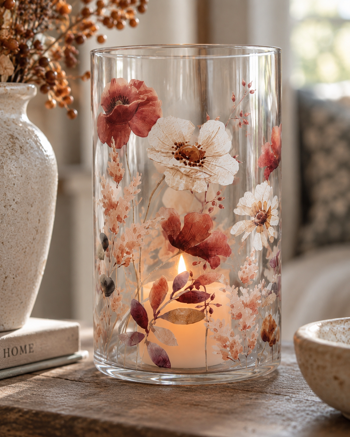 Tall Autumn Glass Lantern