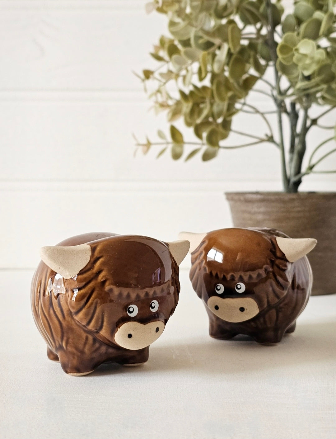 Highland Cow Stoneware Salt & Pepper Shakers