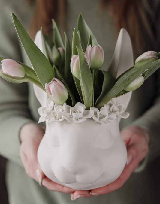 Sleeping Bunny Head Porcelain Vase