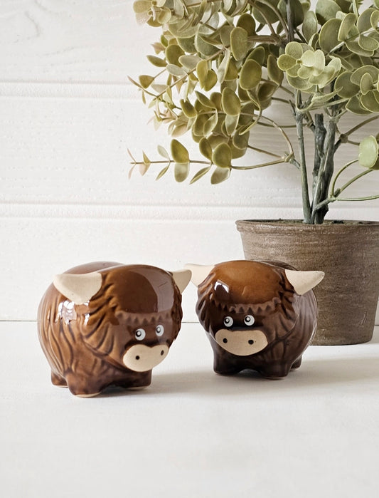 Highland Cow Stoneware Salt & Pepper Shakers