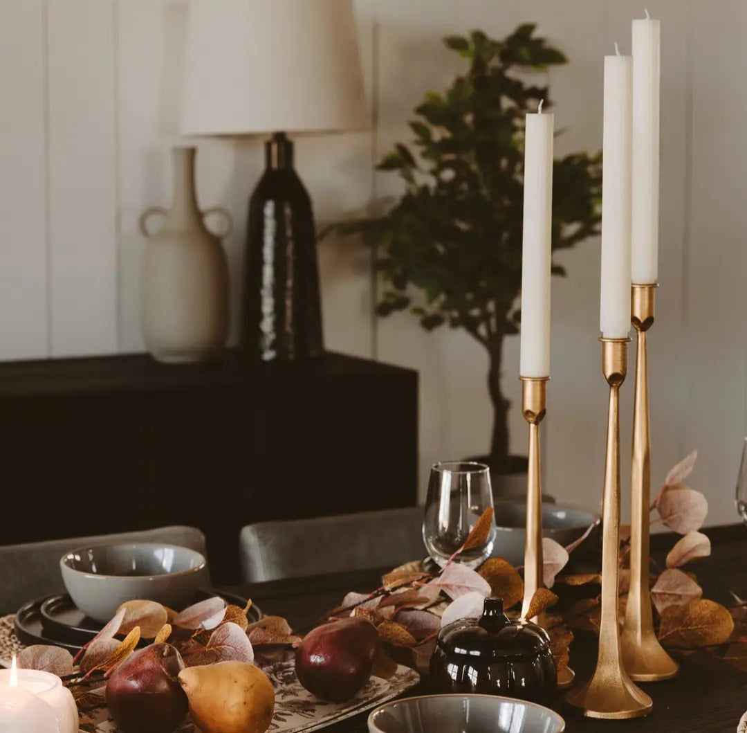 Cast Iron Taper Candle Holders - Set of 3 | Gold Finish