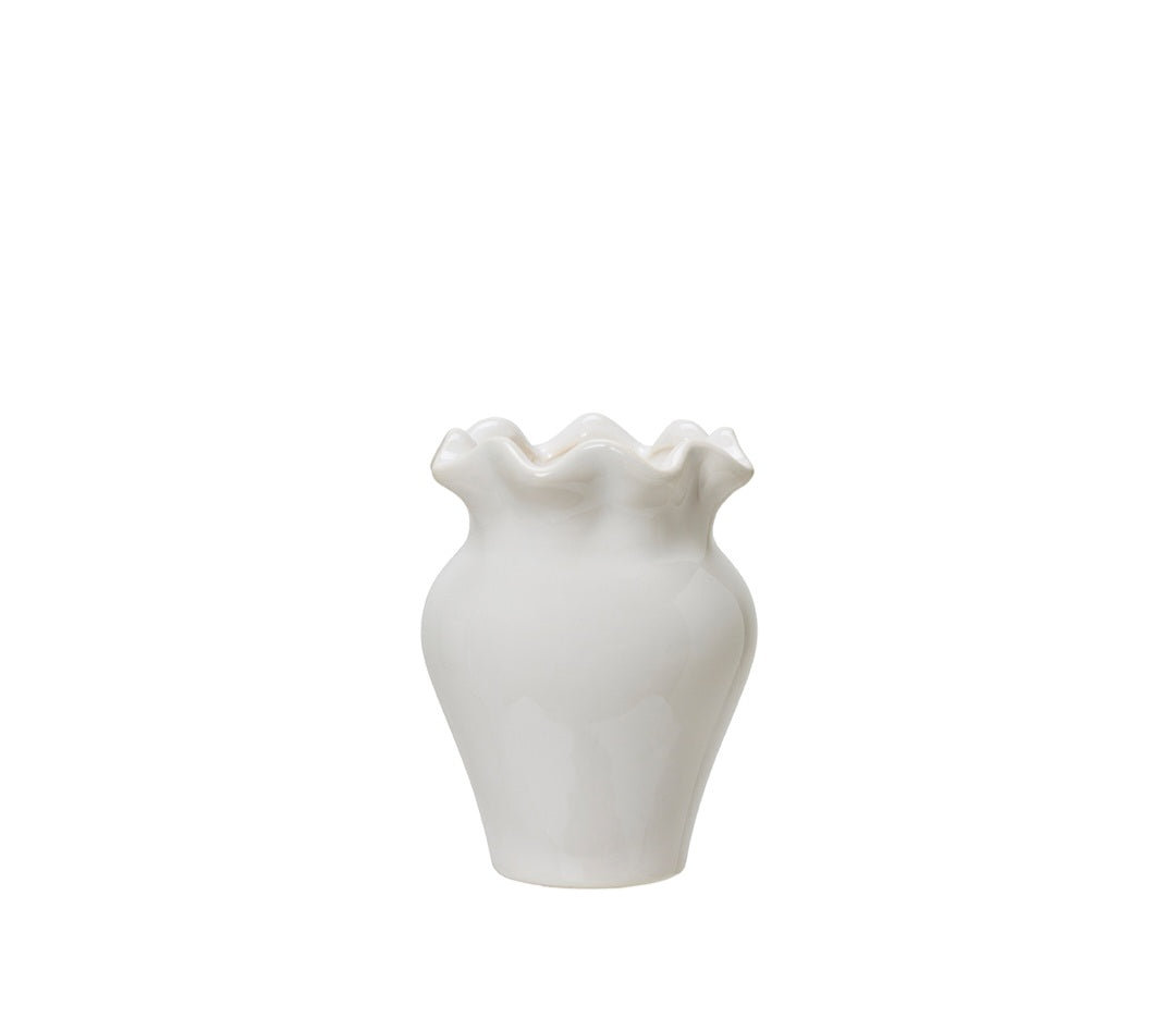 Mini White Ruffle Vase