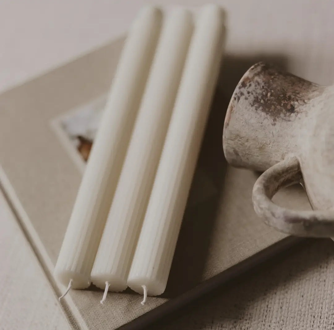 Fluted Taper Candles - Set of 3