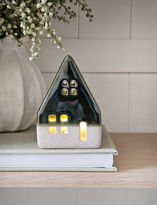 Stone & Ceramic LED House - Green