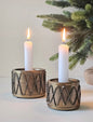 Rustic Brass Drum Candle Holder Set with 3 Candles
