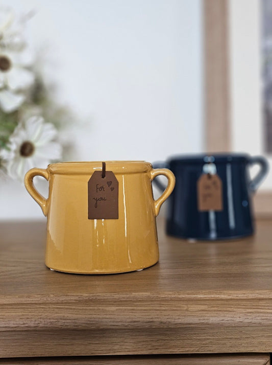 Burnt Yellow Mini Churn Pot