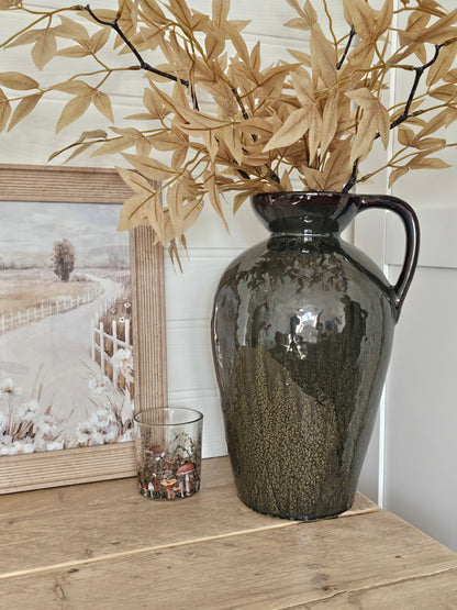 Tall Earth Green Glazed Jug