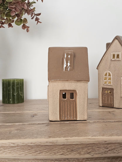 Beige Ceramic Tealight House - Small