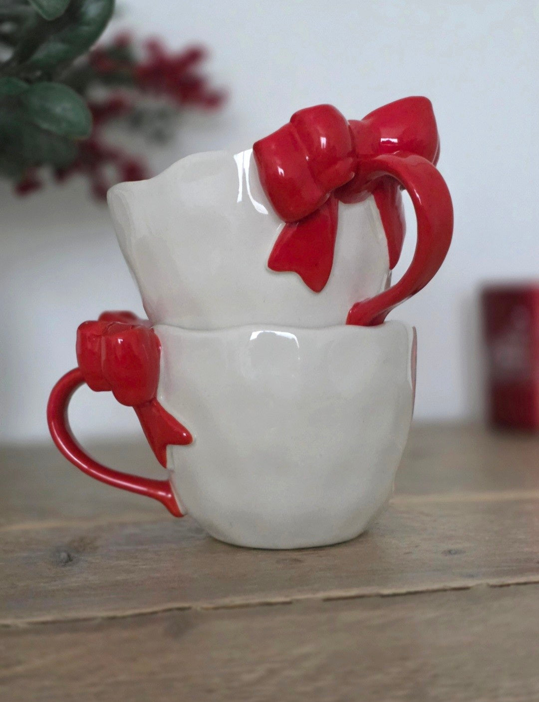 Christmas Bow Stoneware Mug