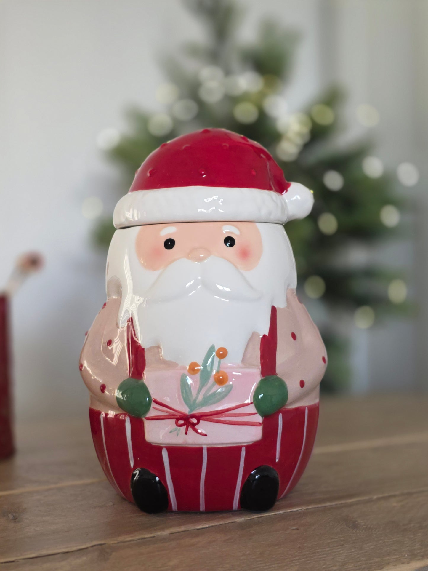 Large Hand-Painted Porcelain Santa Cookie Jar