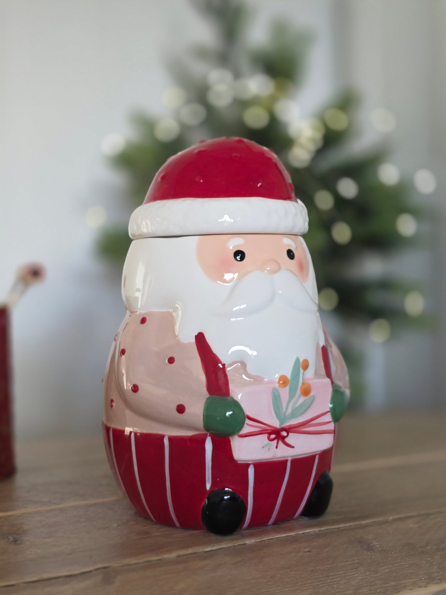 Large Hand-Painted Porcelain Santa Cookie Jar