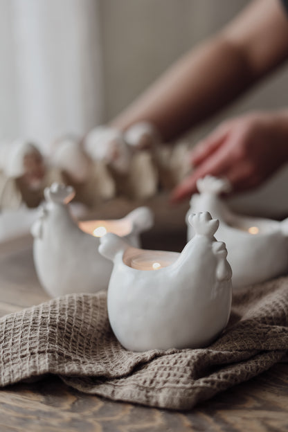 Stoneware Hen Tealight Holder