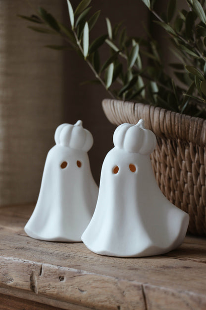 Large Porcelain Ghost with Mini Pumpkin