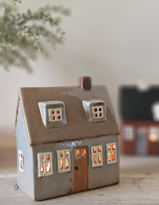 Grey/Blue Nyhavn Tealight Cottage