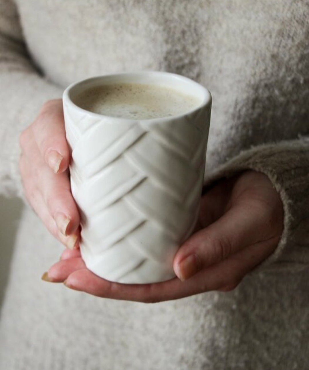 Springbone Cups Herringbone Pattern White Cup – The Little Shop of Interiors