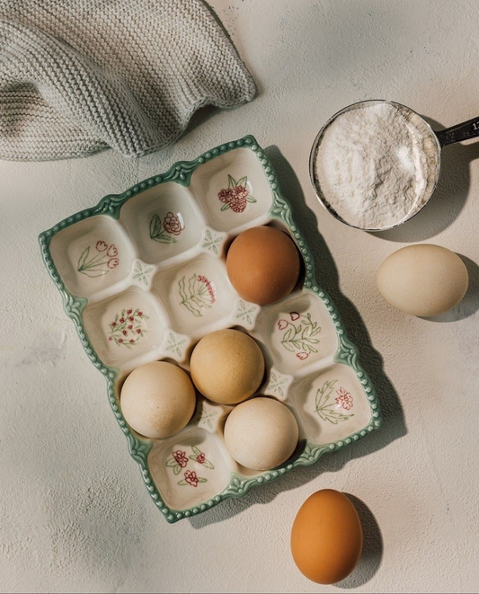 Large Country Garden Stoneware Egg Holder