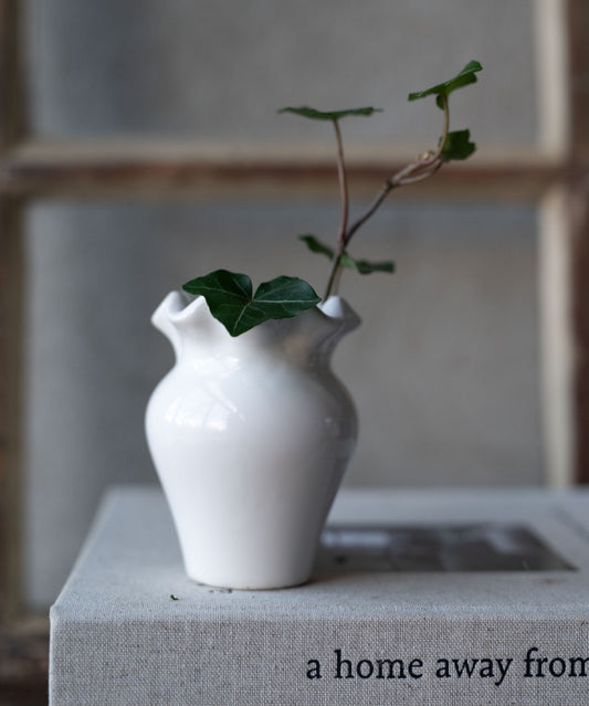 Mini White Ruffle Vase