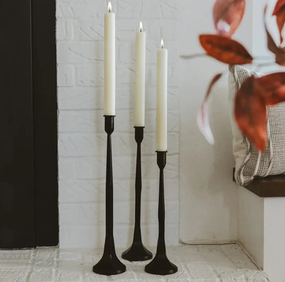 Cast Iron Taper Candle Holders - Set of 3 | Black Finish