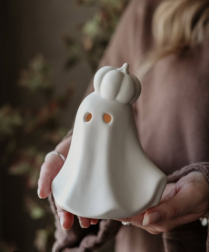 Large Porcelain Ghost with Mini Pumpkin