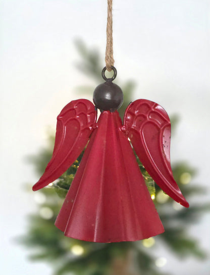 Large Rustic Hanging Angel | Red