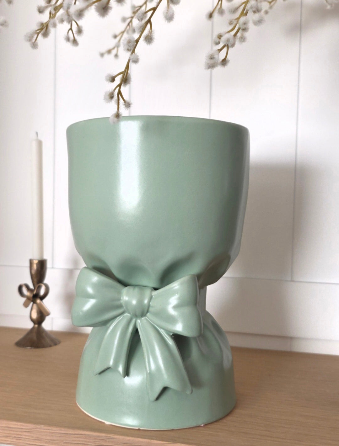Sage Green Bow Vase