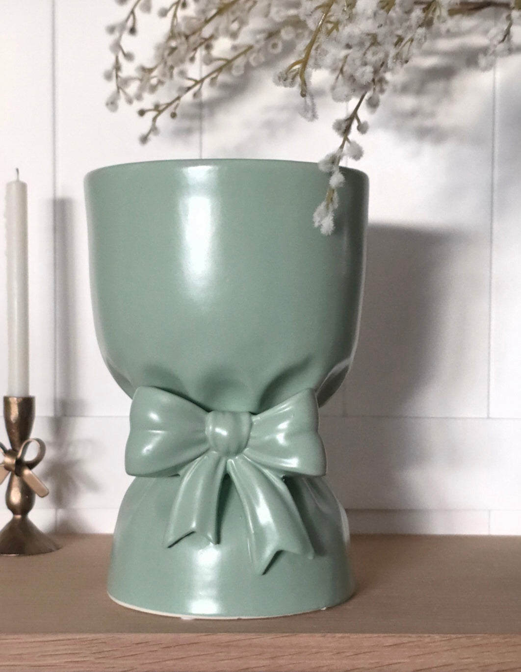 Sage Green Bow Vase
