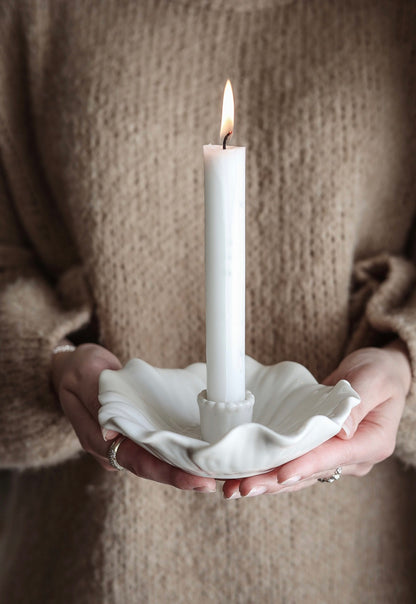 Bloom Candle Holder with 3 Candles | Snowdrop