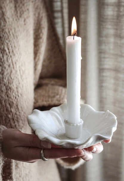 Bloom Candle Holder with 3 Candles | Snowdrop