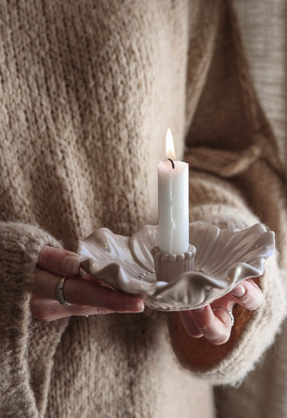 Bloom Candle Holder with 3 Candles | Winter Blush