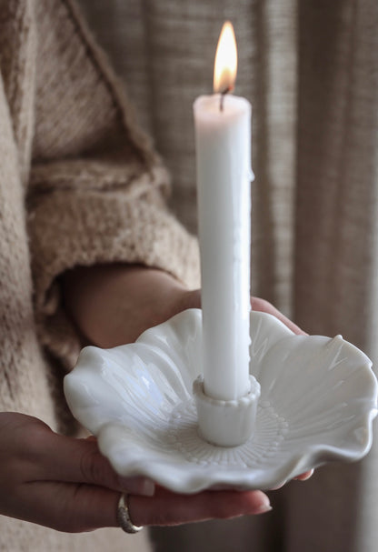 Bloom Candle Holder with 3 Candles | Snowdrop