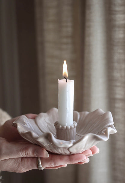 Bloom Candle Holder with 3 Candles | Winter Blush