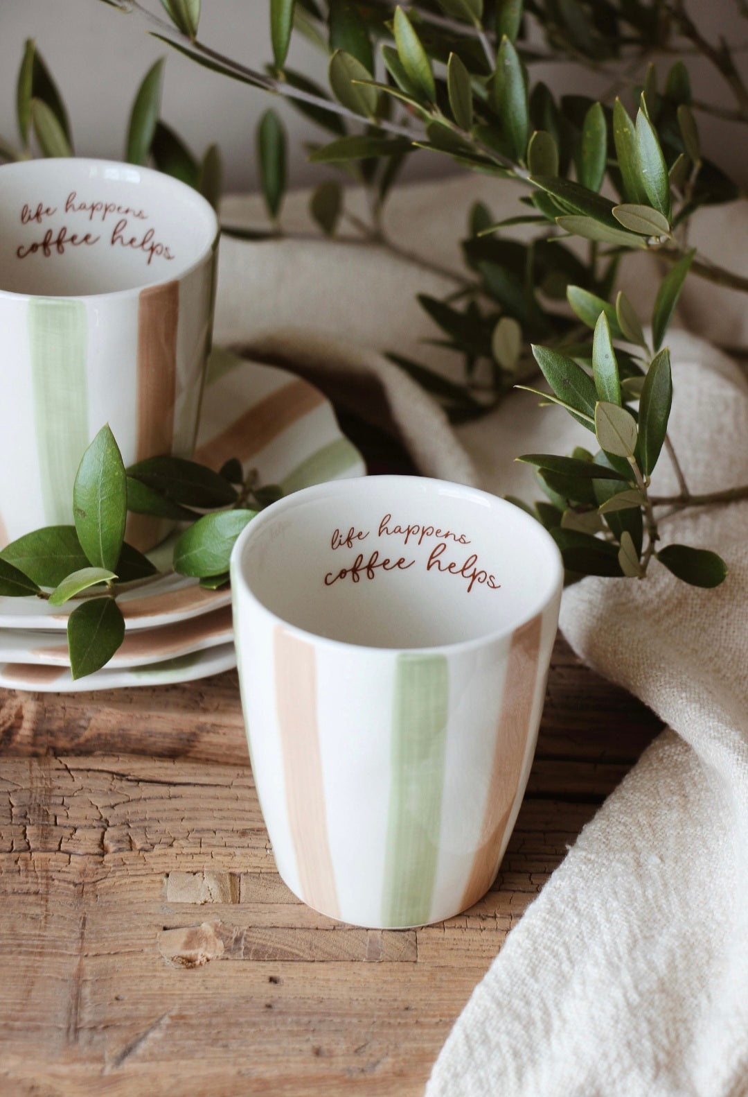 "Life Happens, Coffee Helps" Hug Mug