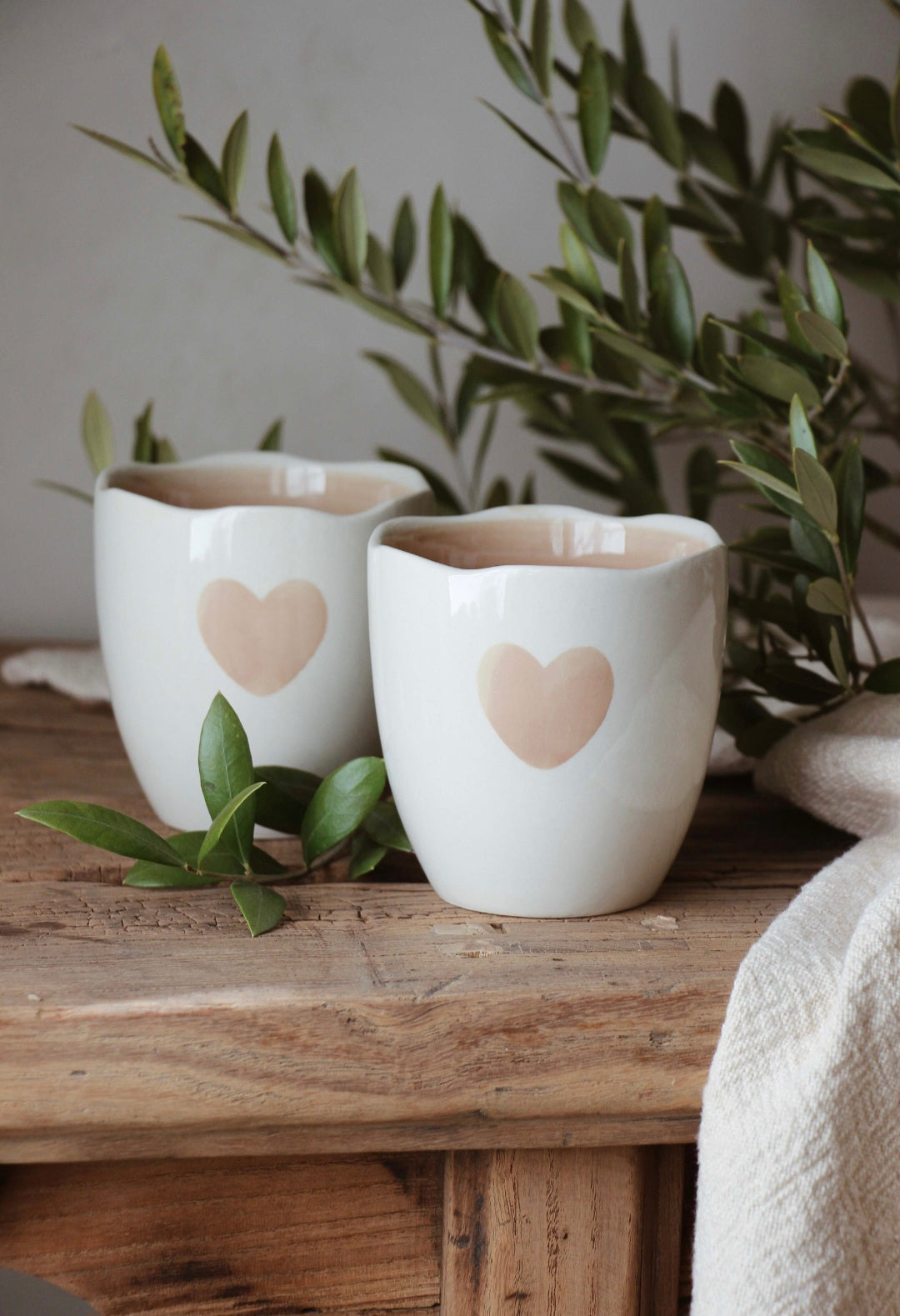 Taupe Heart Hug Mug