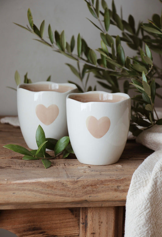 Taupe Heart Hug Mug