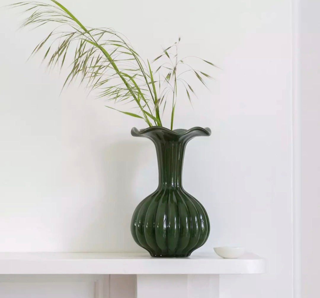Evergreen Fluted Vase