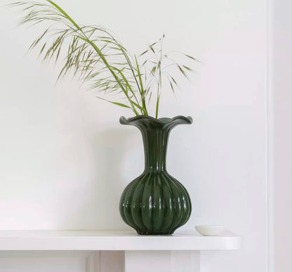 Evergreen Fluted Vase