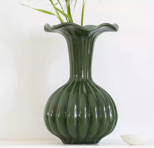 Evergreen Fluted Vase